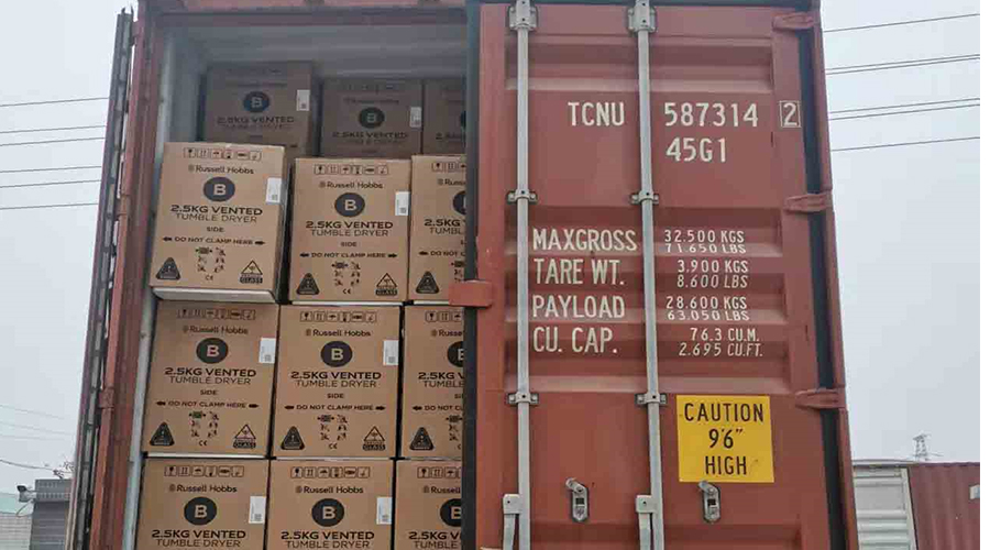 年底沖刺!順利完成英國Russell hobbs客戶的滾筒干衣機(jī)出貨 年底沖刺!順利完成英國Russell hobbs客戶的滾筒干衣機(jī)出貨